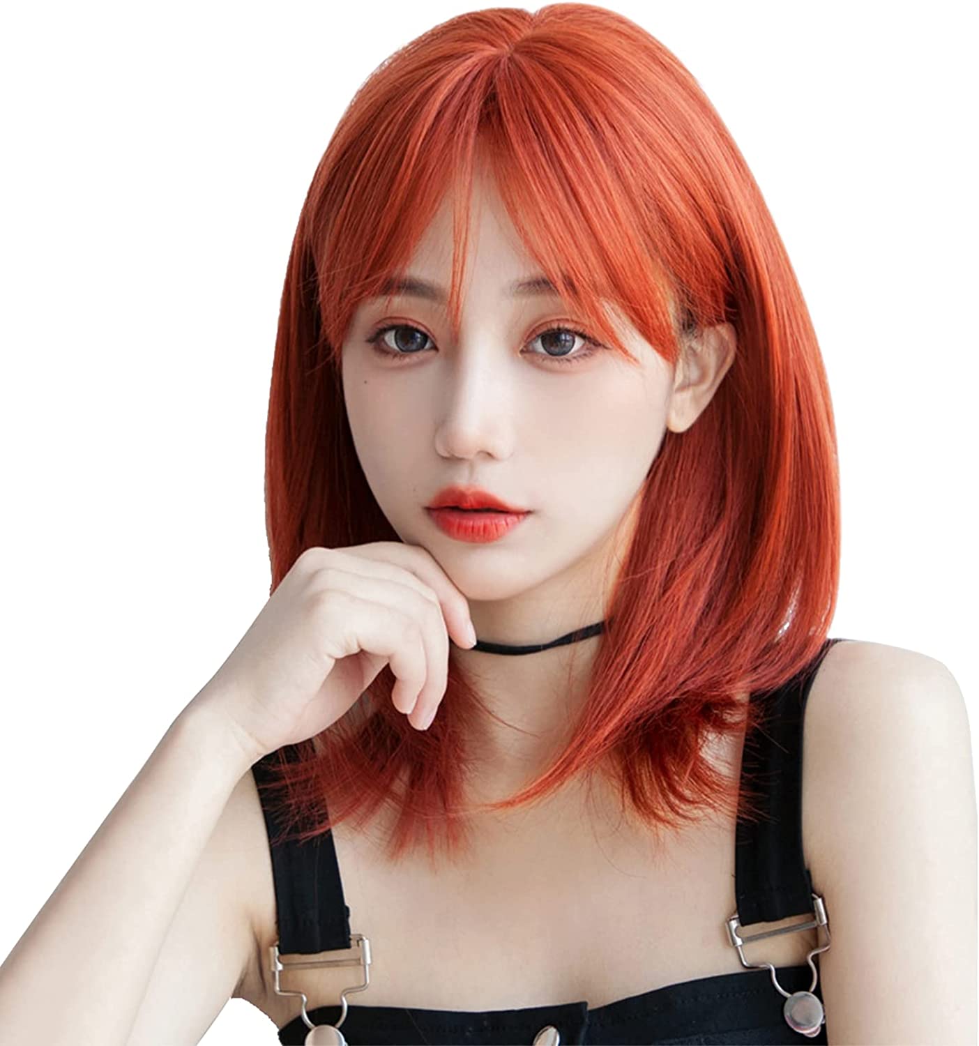 FESHFEN ウィッグ セミロング ストレート かつら フルウィッグ ミディアム 女性 うぃっぐ レディース ナチュラル wig 女装 ぱっつん カツラ ファッション 小顔 自然 コスプレ