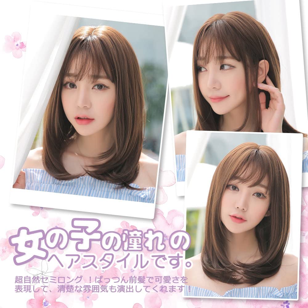 FESHFEN ウィッグ かつら ミディアム セミロング フルウィッグ レディース wig ストレート 自然 医療用 小顔効果 - ウインドウを閉じる