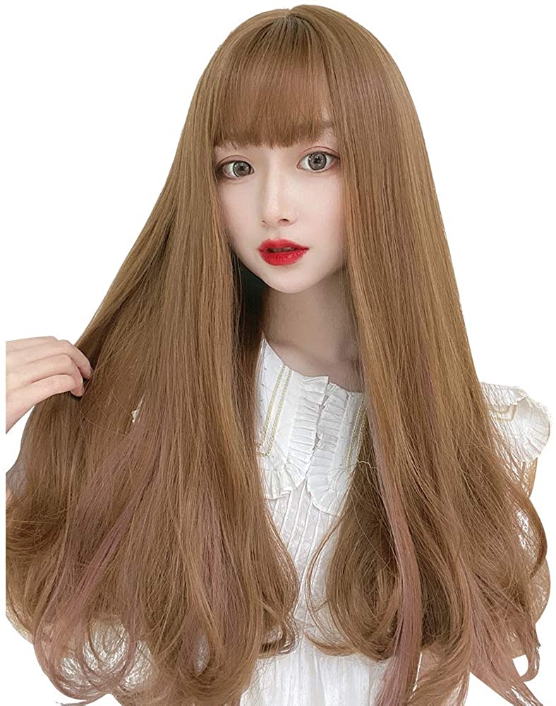 FESHFEN ウィッグ フルウィッグ ハイライトカラー カラーリング 混色 ローライト かつら ロングカール レディース ストレート wig ぱっつん 小顔効果 ゆるいカール 自然 原宿 ネット付き 5色 DZ83 - ウインドウを閉じる