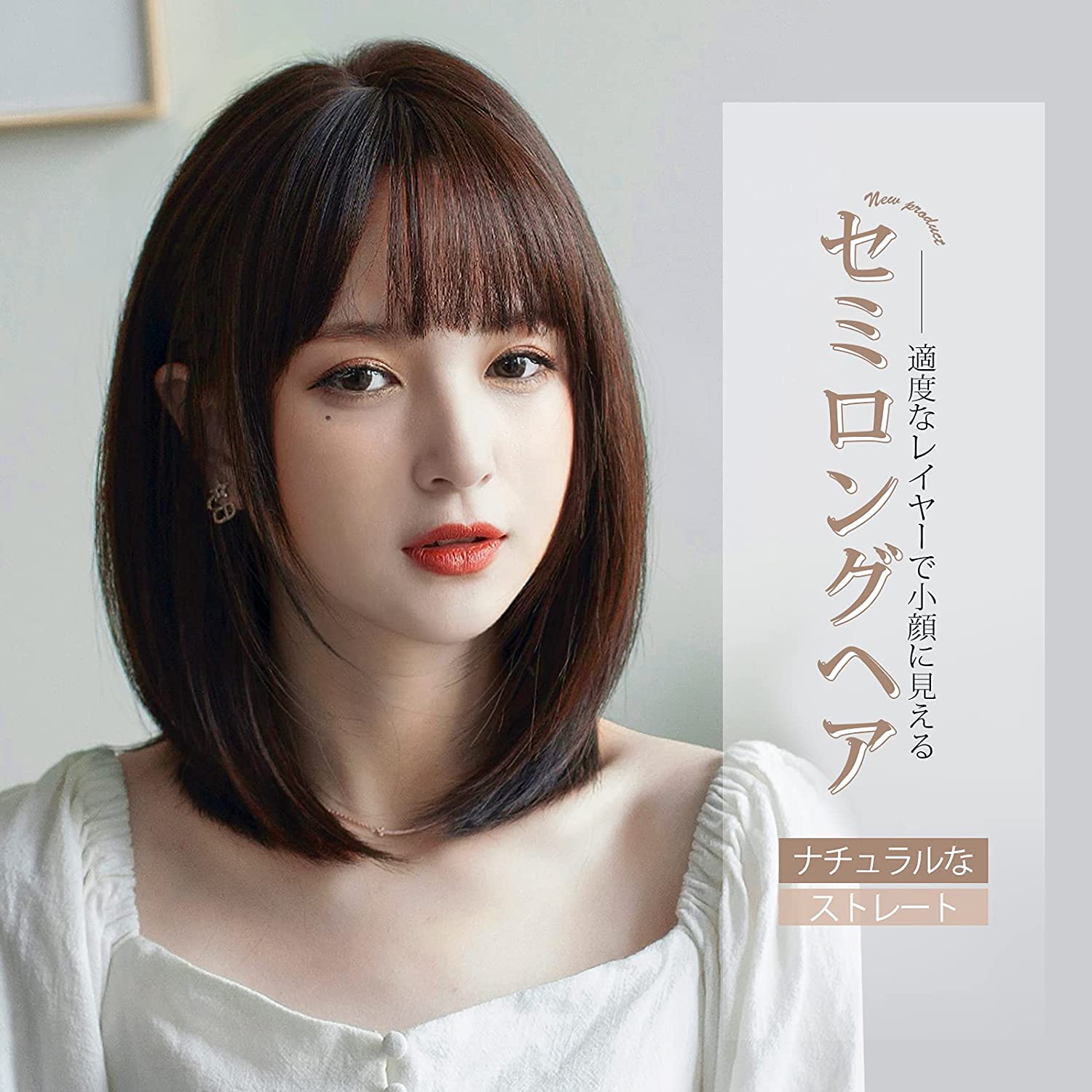 FESHFEN ウィッグ ミディアム セミロング ストレート フルウィッグ ナチュラル レディース 女性 wig かつら 普段使い 自然 医療用 小顔効果 耐熱 ネット/櫛付き 8317 - ウインドウを閉じる