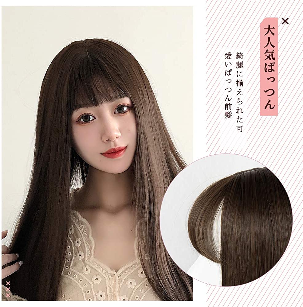 FESHFEN ウイッグ ロング フルウィッグ ストレート セミロング ウイッグ レディーズ wig ぱっつん 前髪 前髪ウィッグ かつら 女装 ウィッグ 自然 小顔 日常 耐熱 - ウインドウを閉じる