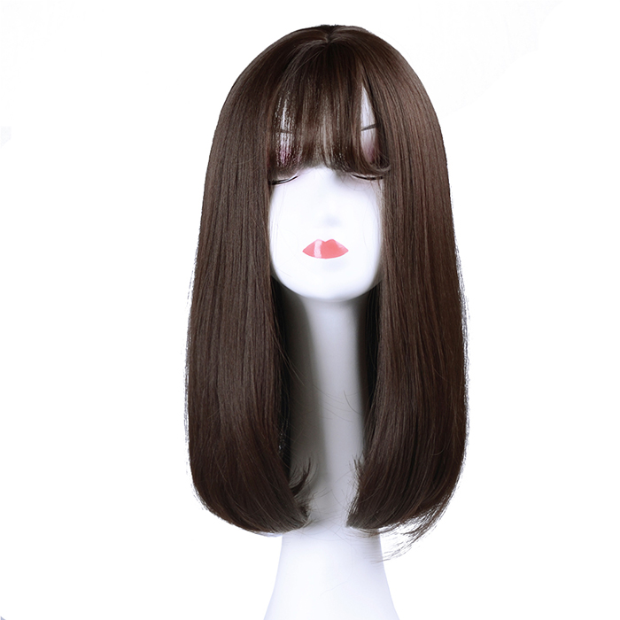 FESHFEN ウィッグ かつら ミディアム セミロング フルウィッグ ウィッグ ロング レディース wig ストレート 自然 医療用 小顔効果 ネット付き 耐熱 チョコブラウン - ウインドウを閉じる